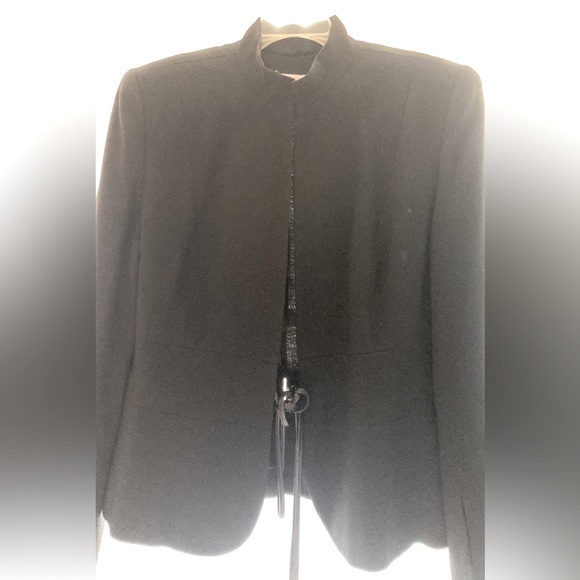 J'Envie collarless blazer leather tie belt - Picture 9 of 11